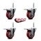 Service Caster 35 Inch Red Polyurethane Swivel 58 Inch Threaded Stem Caster Set with Total Lock Brake SCC-TSTTL20S3514-PPUB-RED-58212-4 - alternate 4